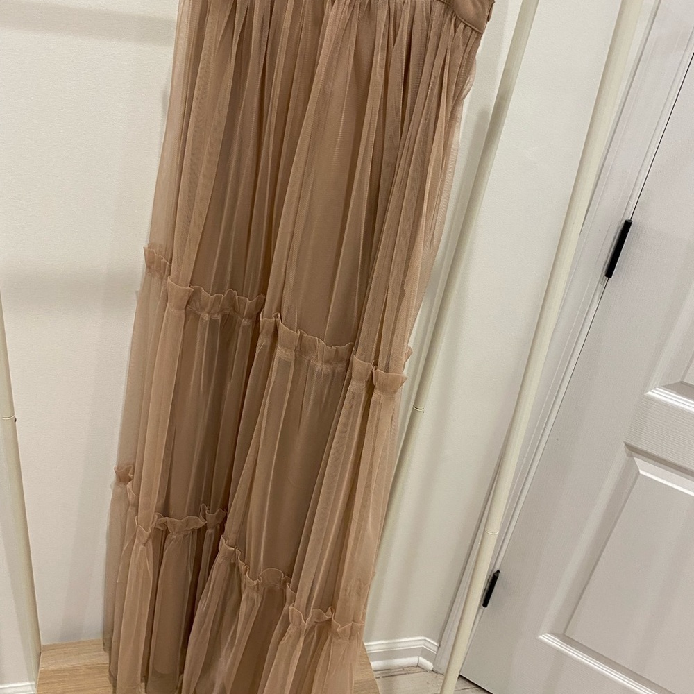 Long tulle evening skirt  // Nude peach color